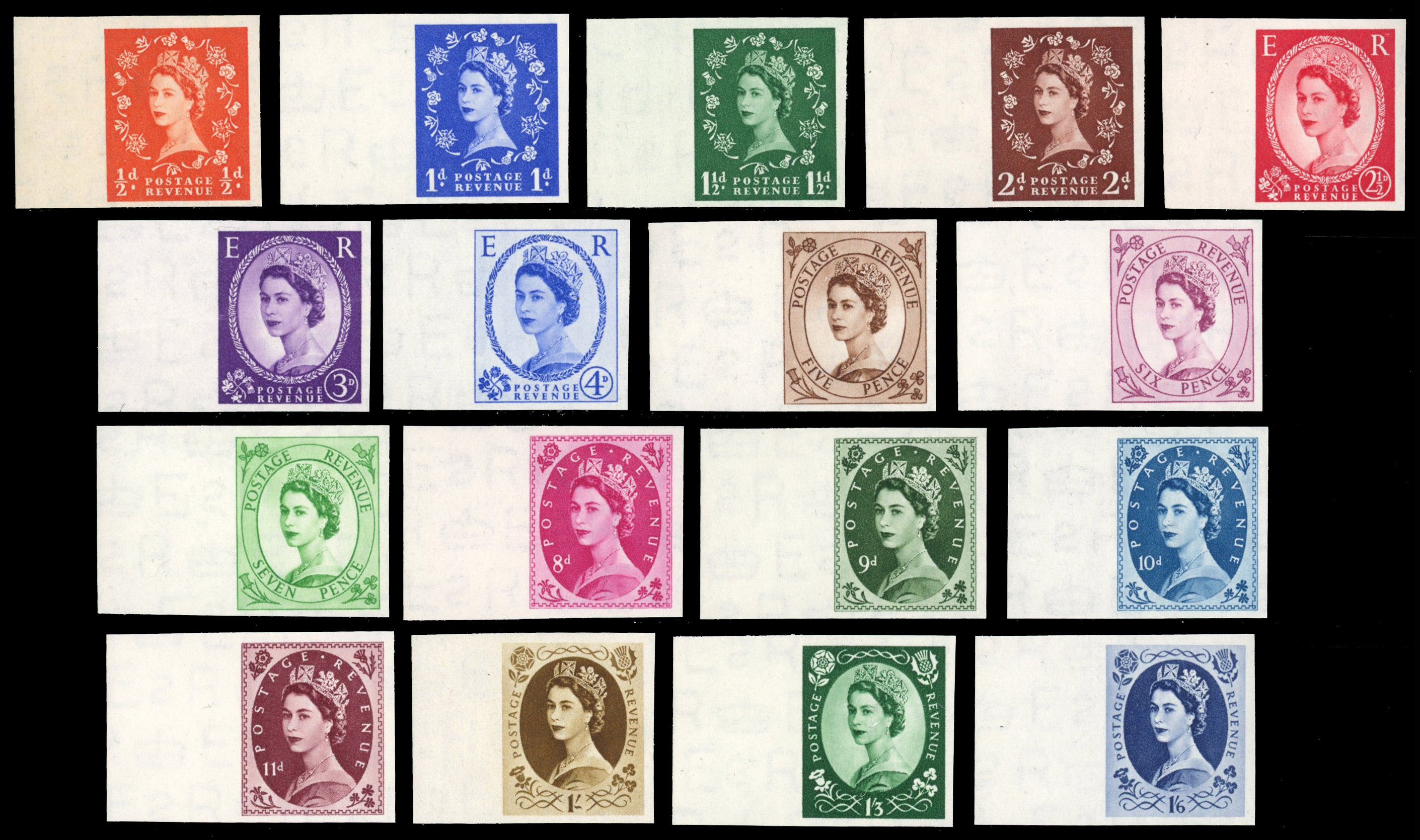 Great Britain 1952-54 ½d to 1s6d, Set of 17, BPMA Imprimatur, SG 515/531