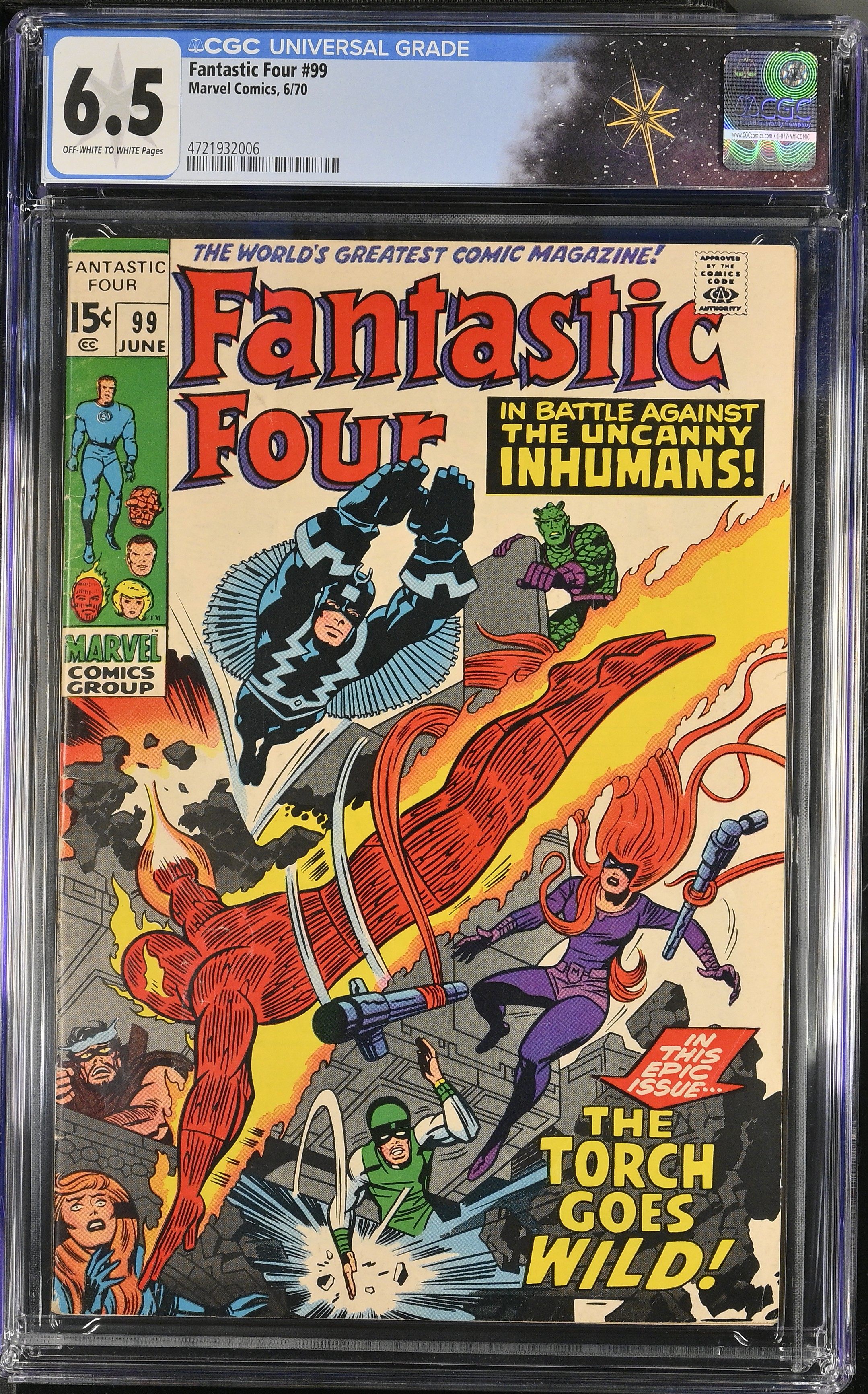Fantastic Four #99 CGC 6.5 "The Torch Goes Wild!" (Marvel Comics, 1970) Off-White to White Pages