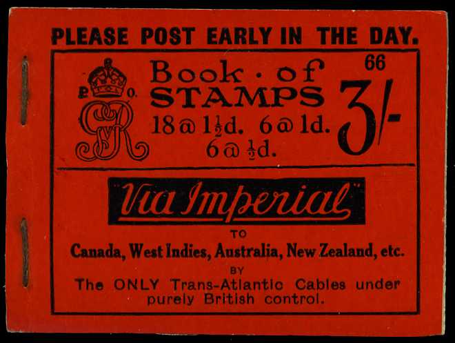 1924 (October) 3/- booklet (#66), stapled,...
