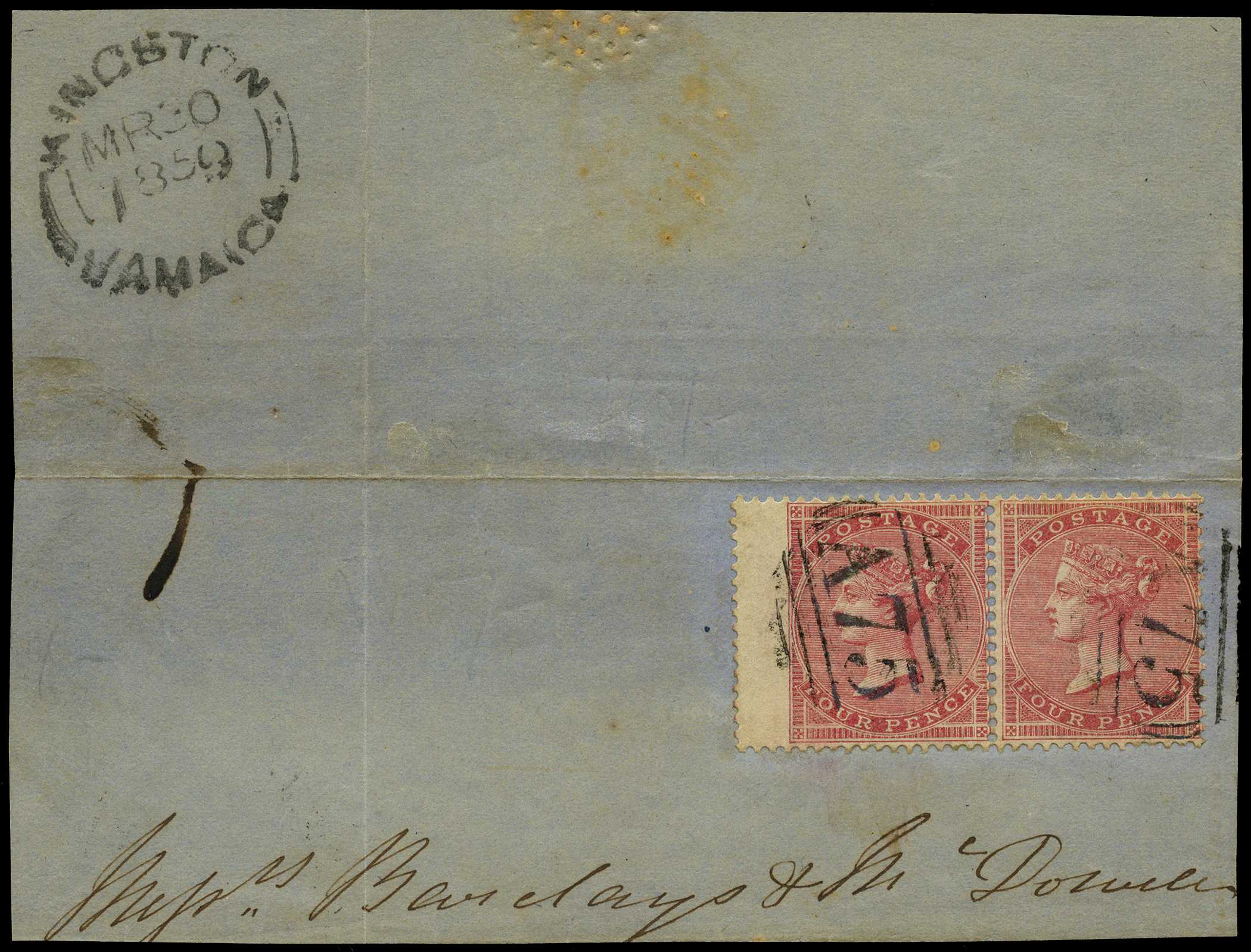 GB USED ABROAD: 1859 Savannah La Mar...