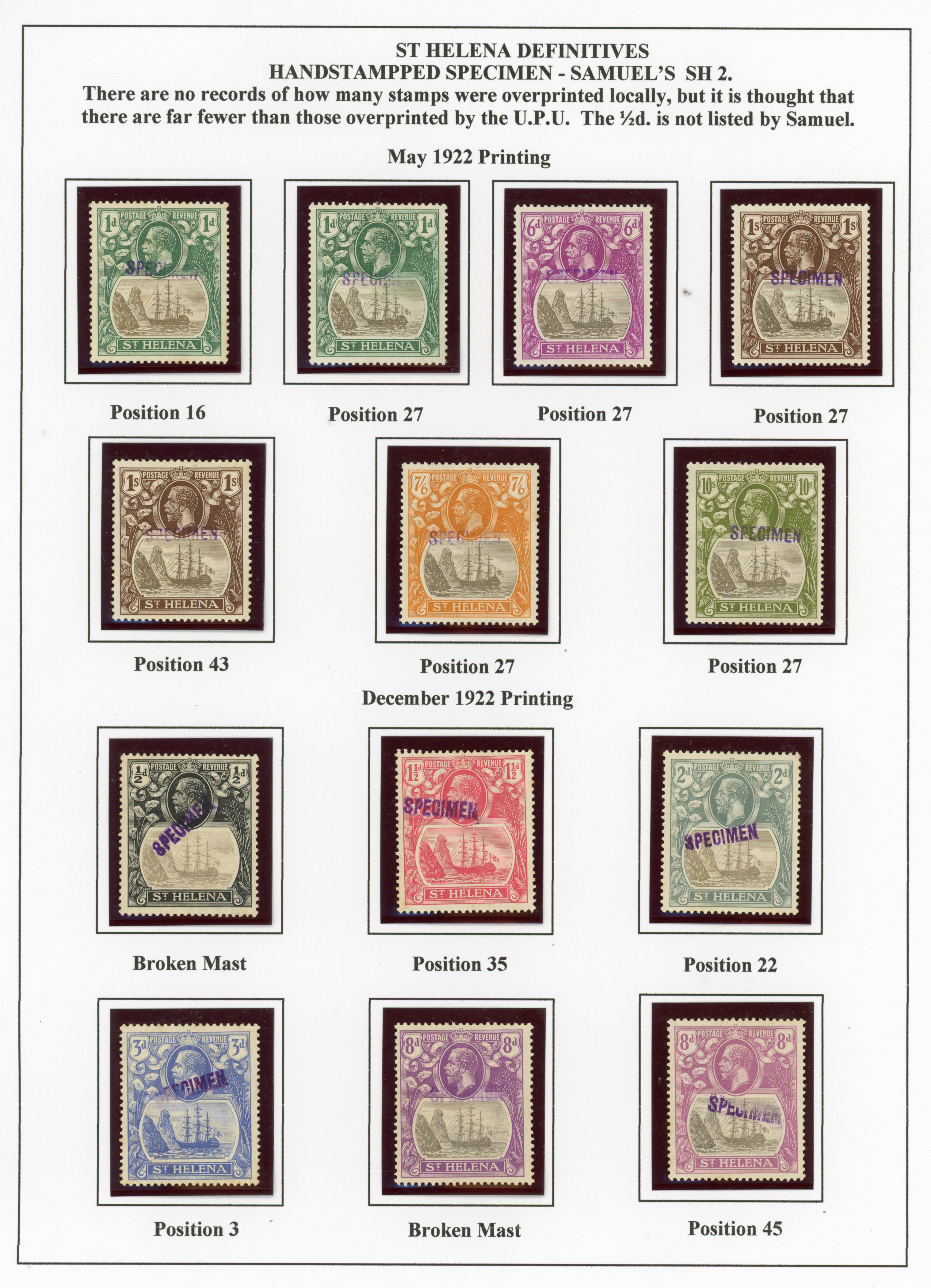 St Helena SG 97s/112s local Specimens