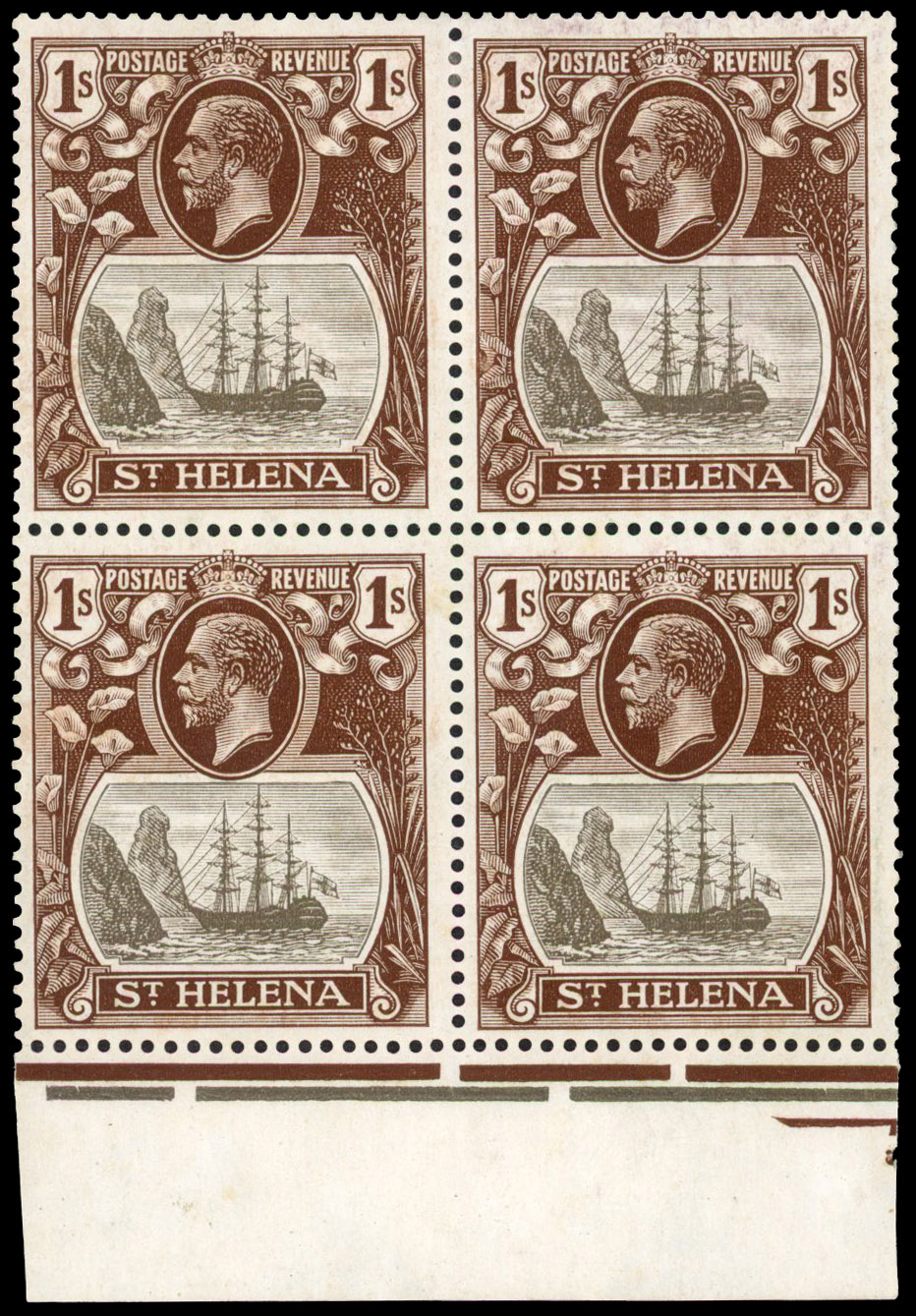 St Helena SG 106b block mint