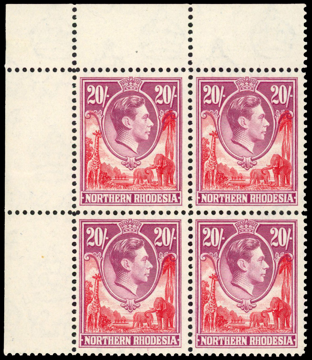 Northern Rhodesia SG 45 var block mint