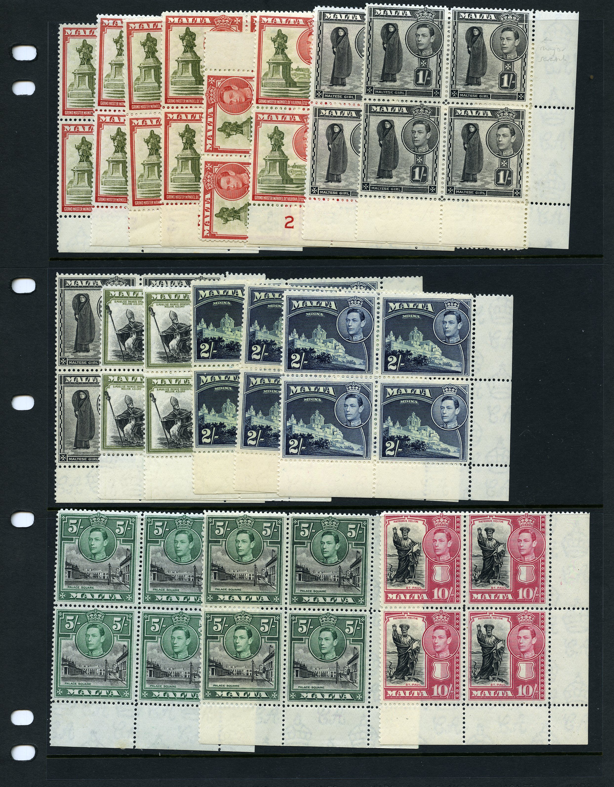 1938-43 Plate blocks, numbered or...