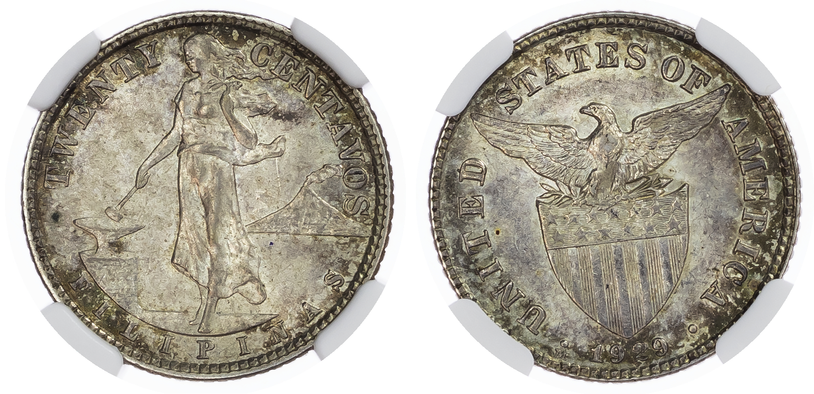 Philippines, Insular Government AR 20 Centavos. 1929M.