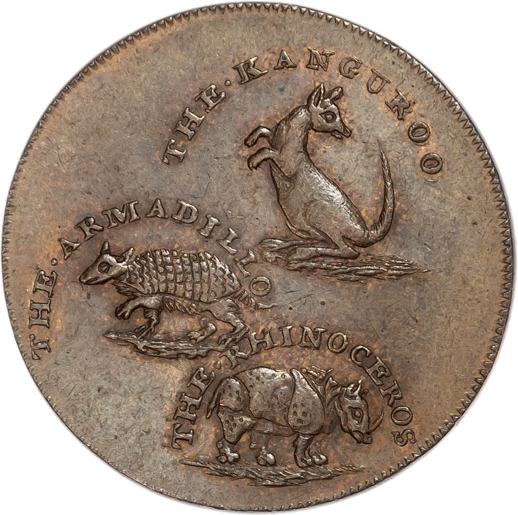 London – City Road, Thomas Hall (taxidermist, and ‘curiosities’ exhibition proprietor) Halfpenny 1795