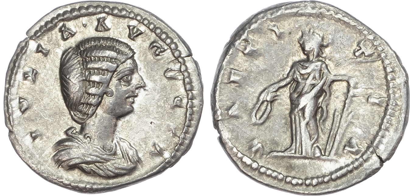 Julia Domna (Wife of Septimius Severus) AR Denarius, Laodicea ad Mare, 3.09g. 