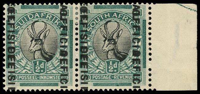 SOUTH AFRICA SG O12e 1930-47 ½d Set 7 double arrow pr lpog