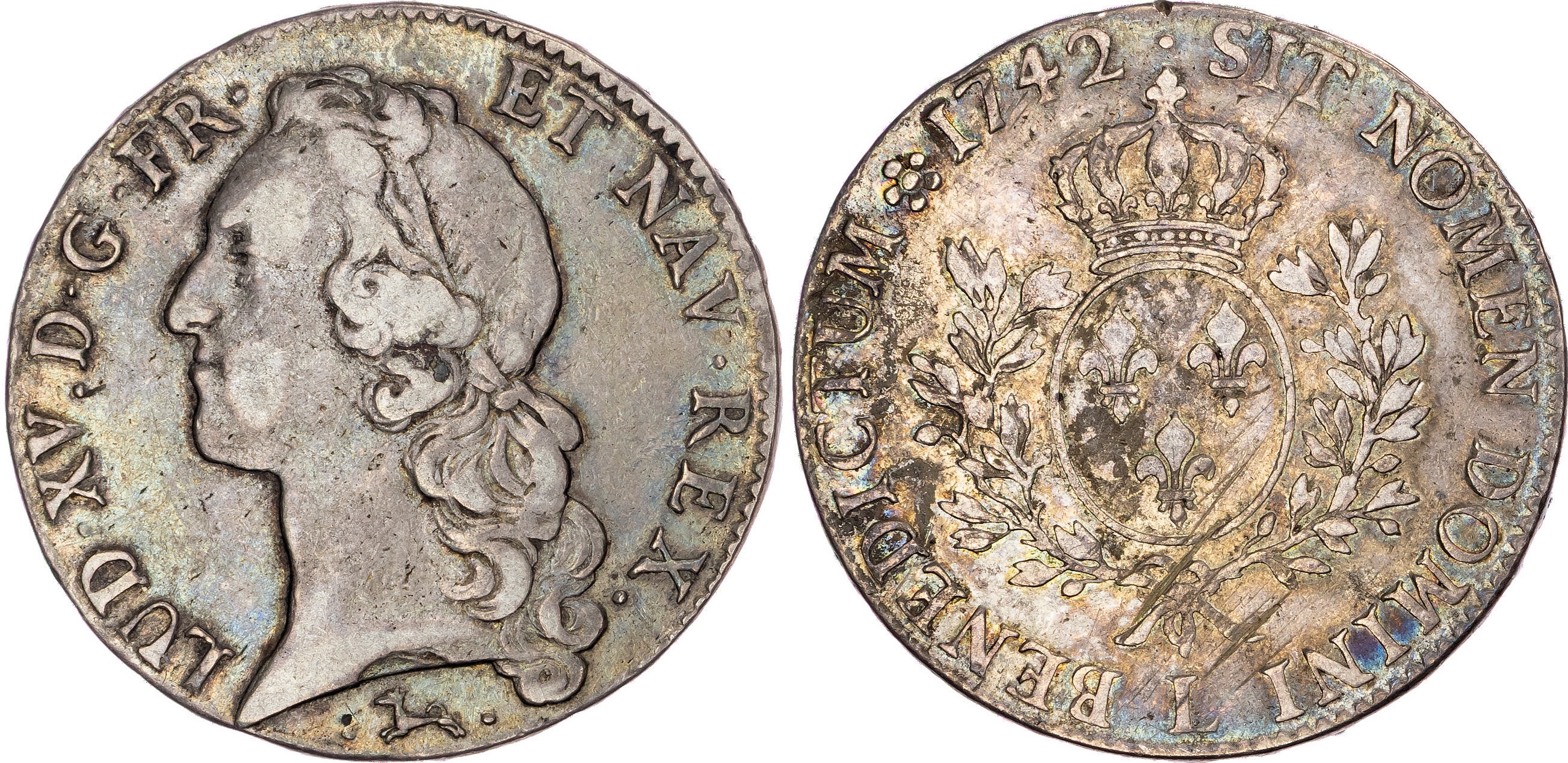 France, Louis XV (1715-1774), silver Écu aux branches d'olivier, 1742