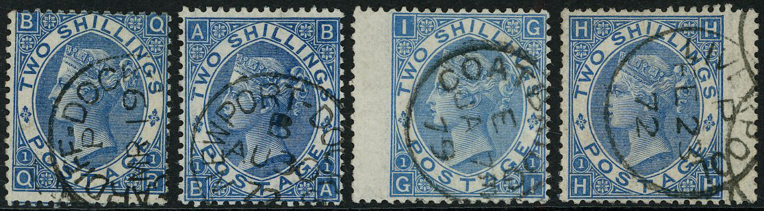 1867 2s dull blue & 2s pale blue Pl.1.