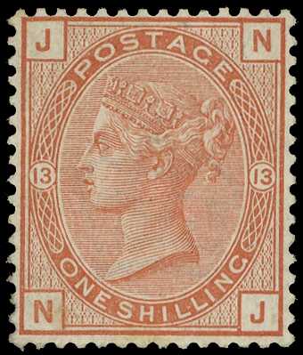 1881 1/- orange-brown Plate 13, unmounted...
