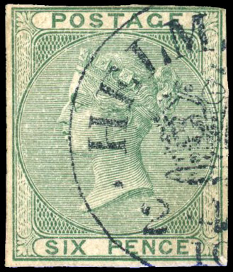 Great Britain SG 69var 6d plate proof in green 