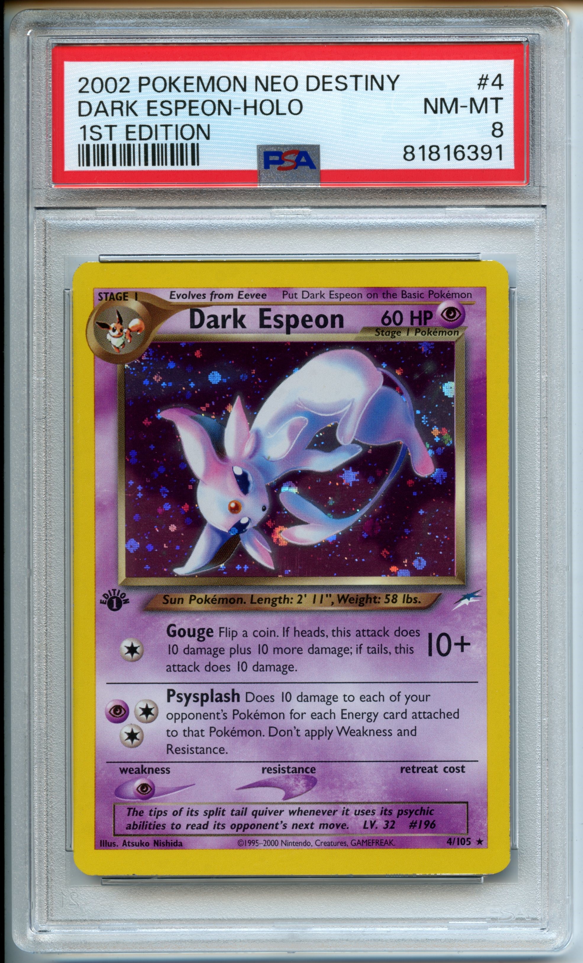 Pokémon TCG - Dark Espeon HOLO - 1st Edition Neo Destiny - PSA 8