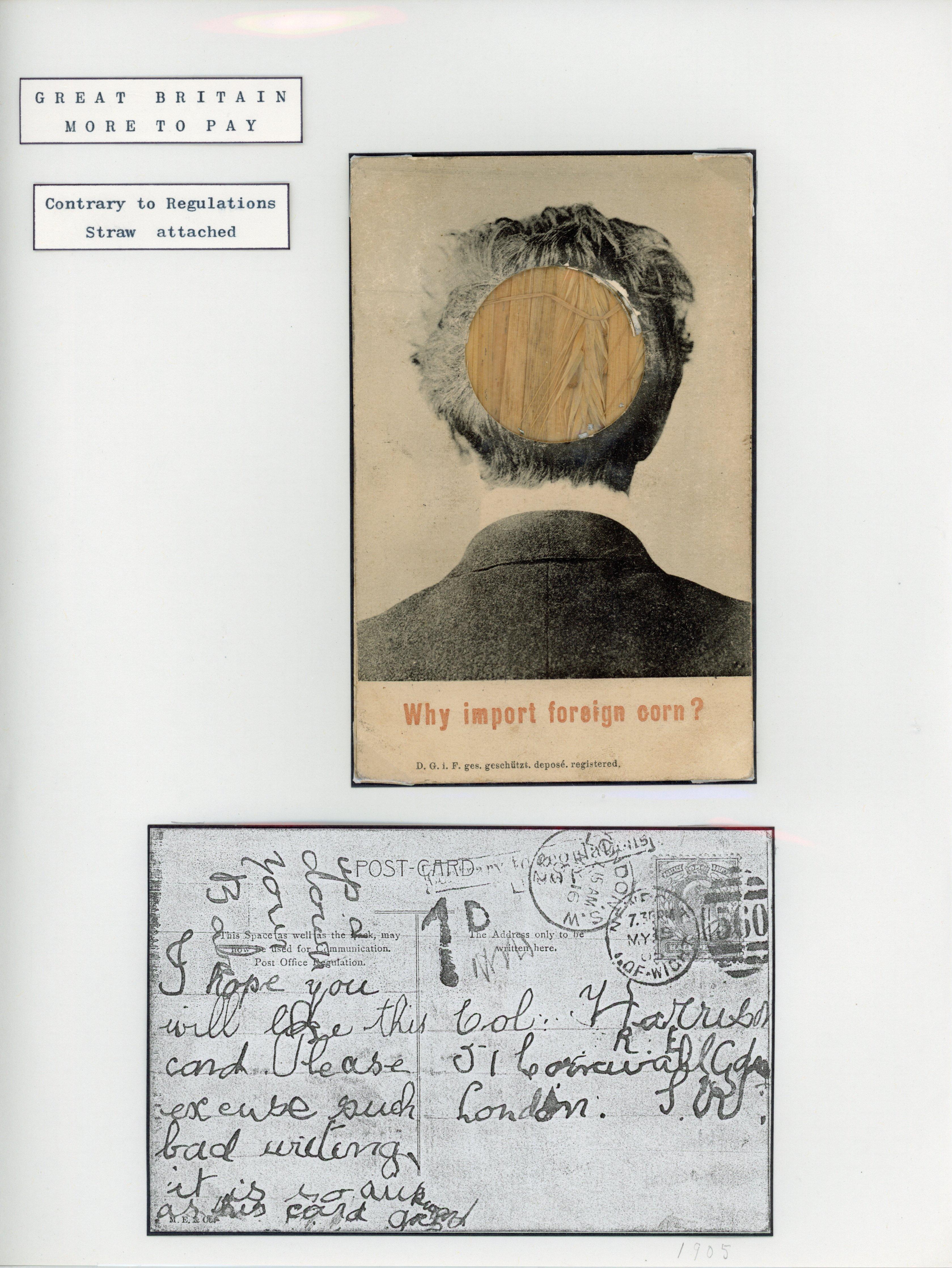 Great Britain 1905 novelty postcard with straw inset