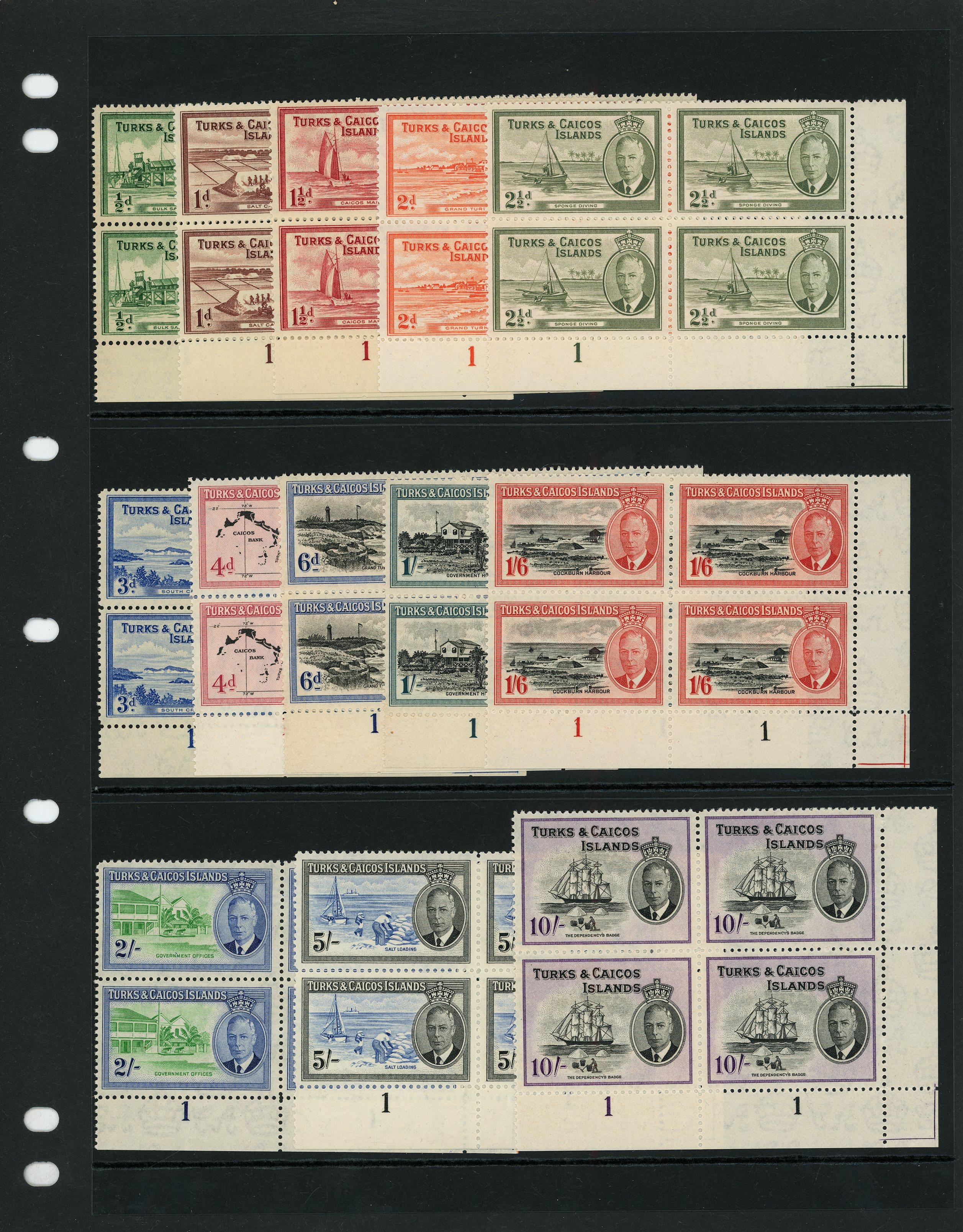Turks & Caicos Islands SG 221-233 Plate blocks mint