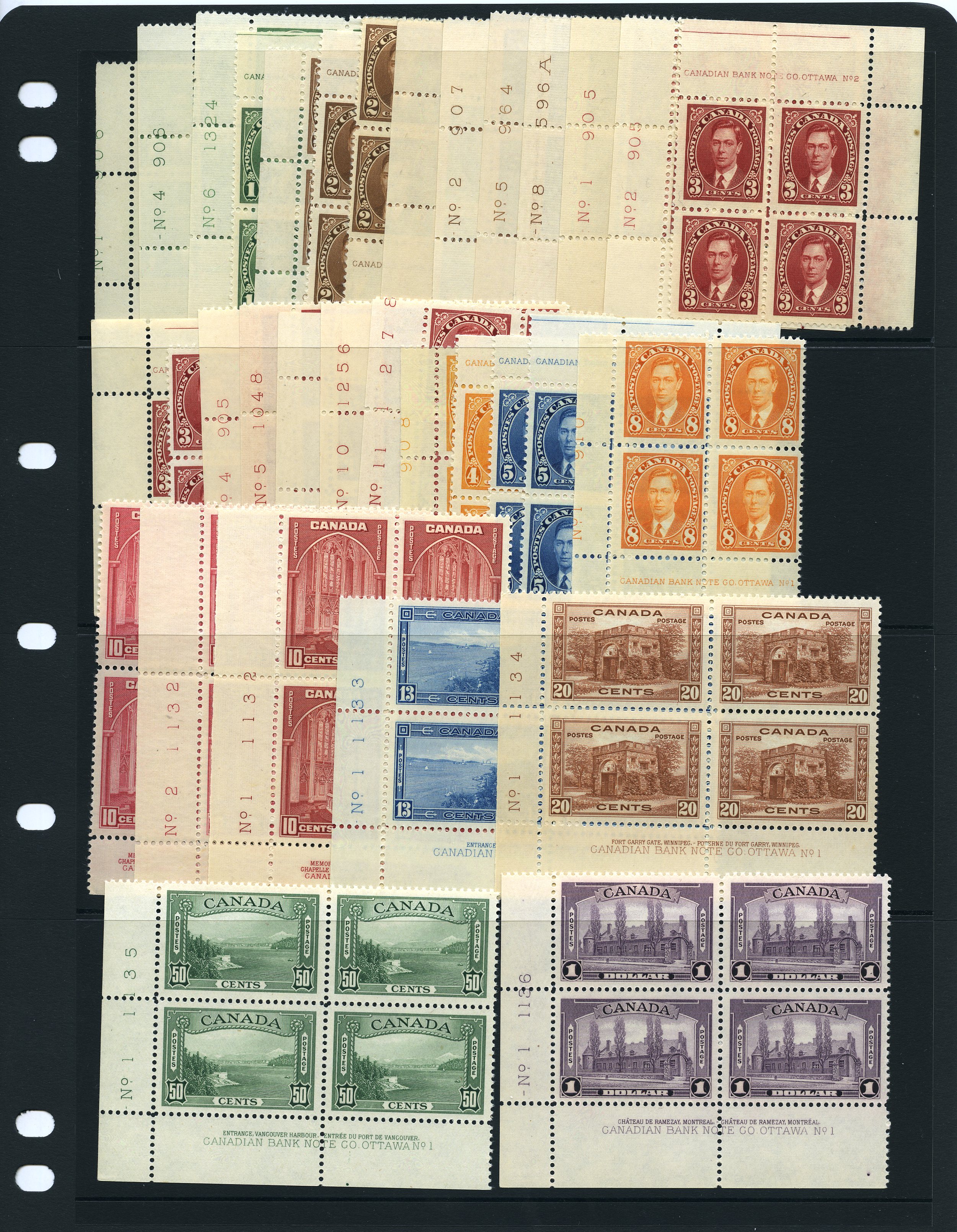 1937-8 set Plate blocks o.g., unmounted save...