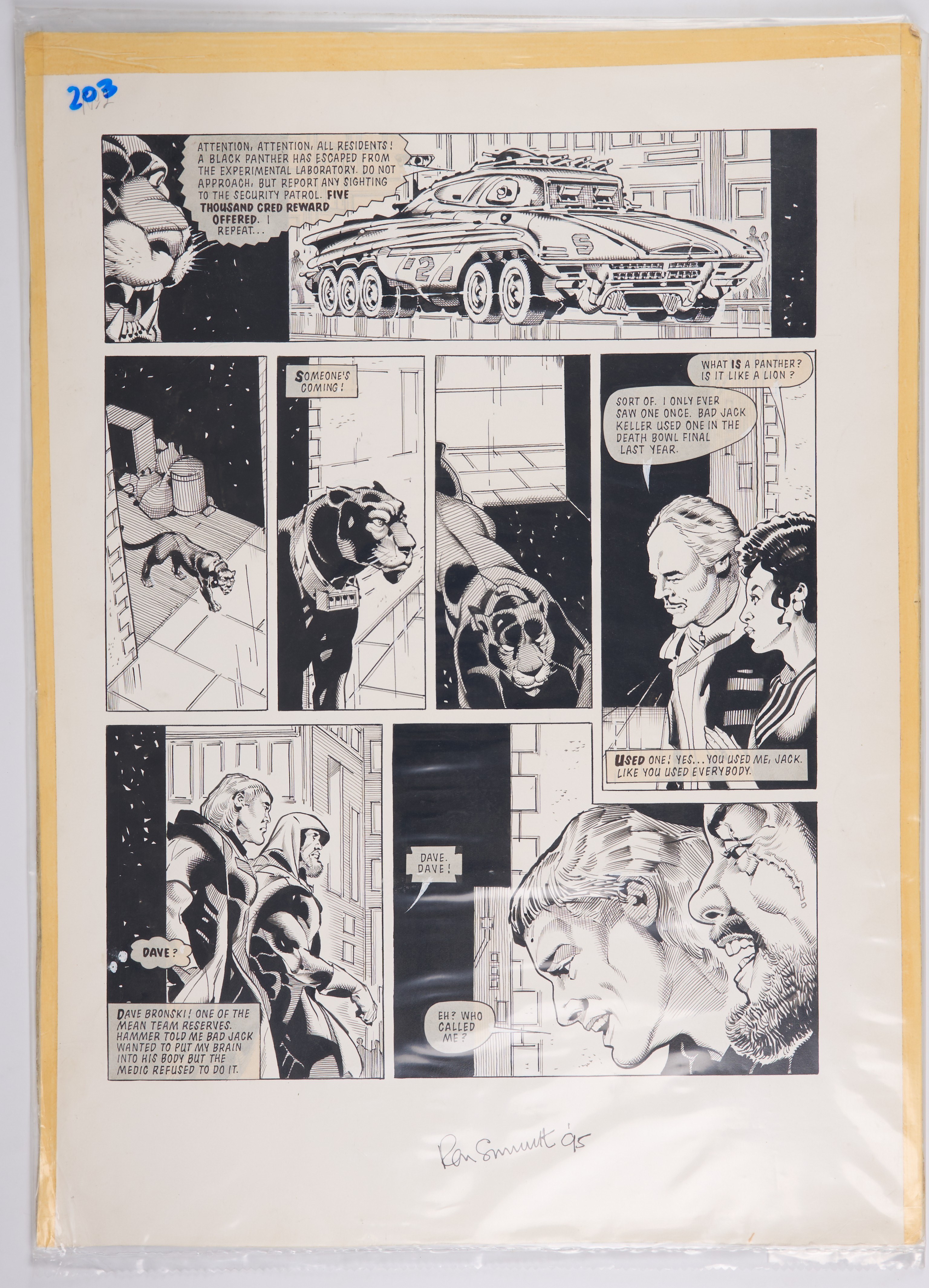 Ron Smith 2000 AD Prog #643 Survivor Episode 4 Story Pages Signed (Fleetway, 1989) Total 3