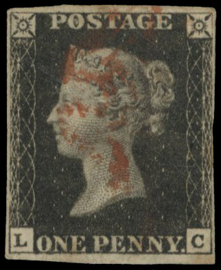GB 1840 1d black Plate 4 (LC) red-brown MC SG 2