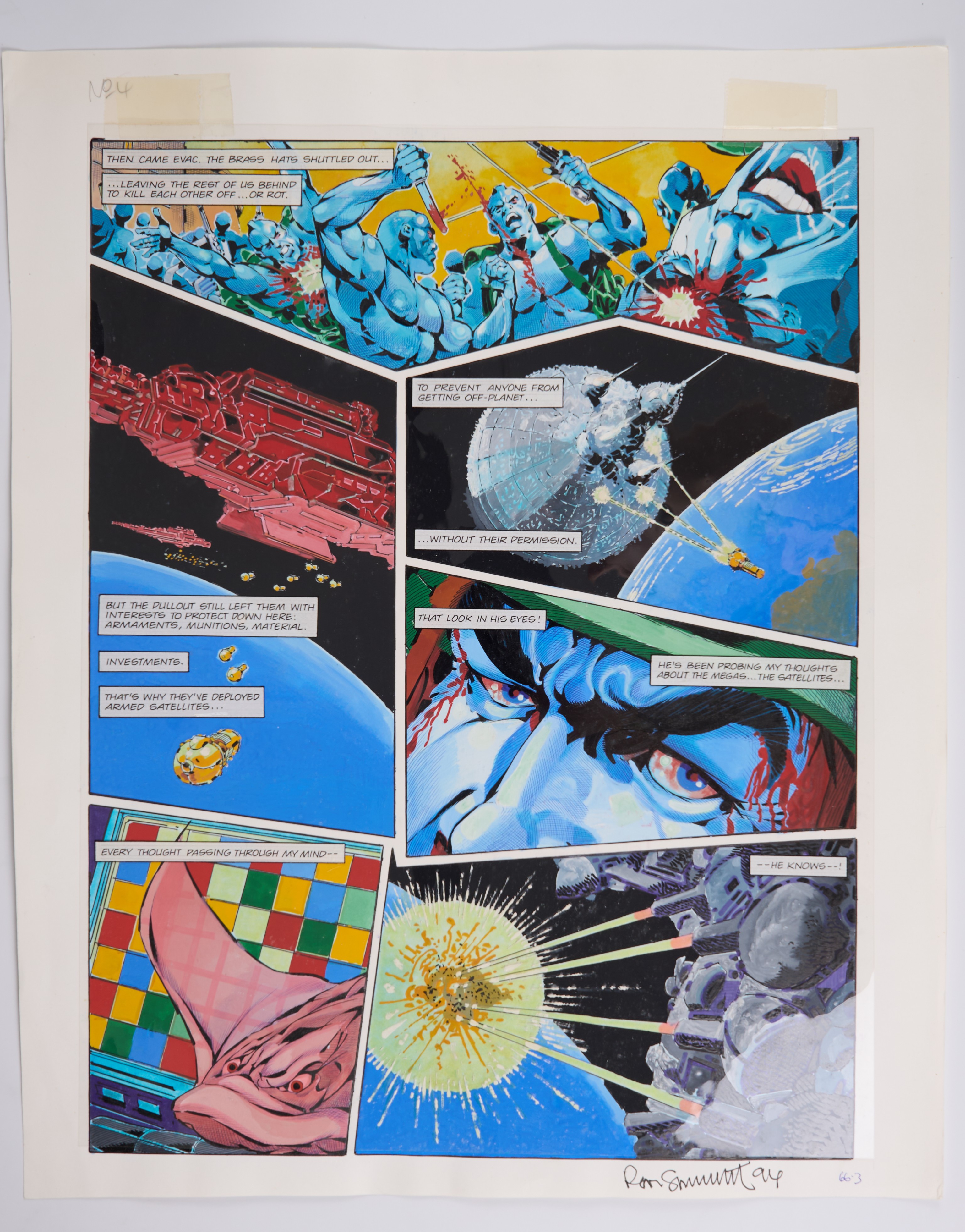 Ron Smith 2000 AD Prog #786 Apocalypse Dreadnought Colour Story Page 4 Signed (Fleetway, 1992)