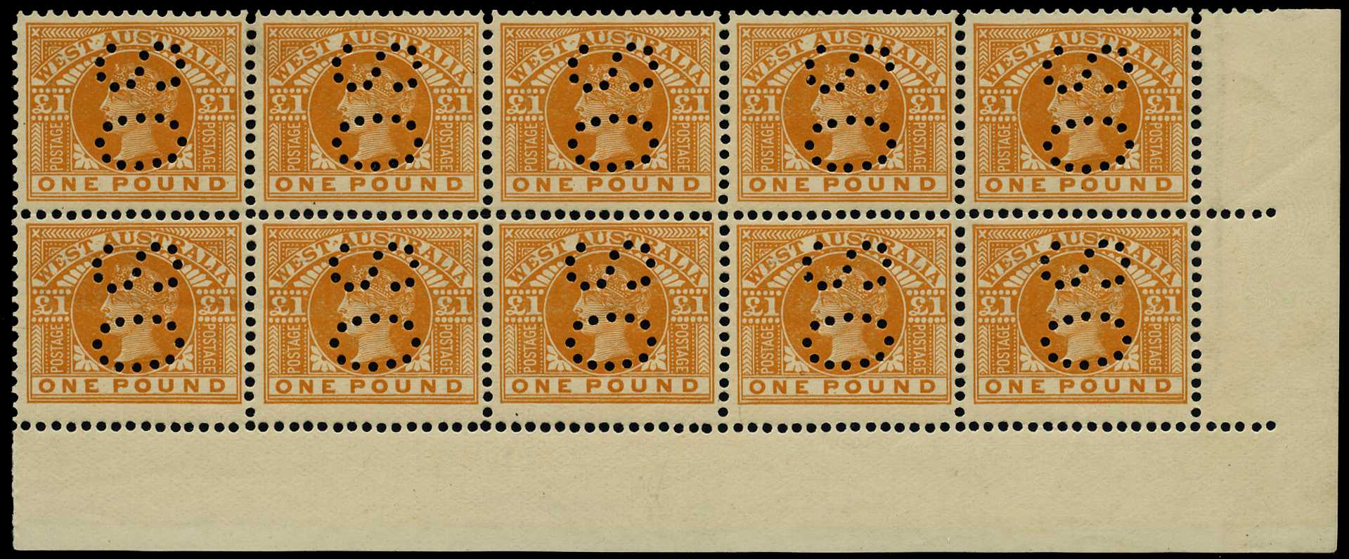 1909 £1 orange. MUH lower right bottom...