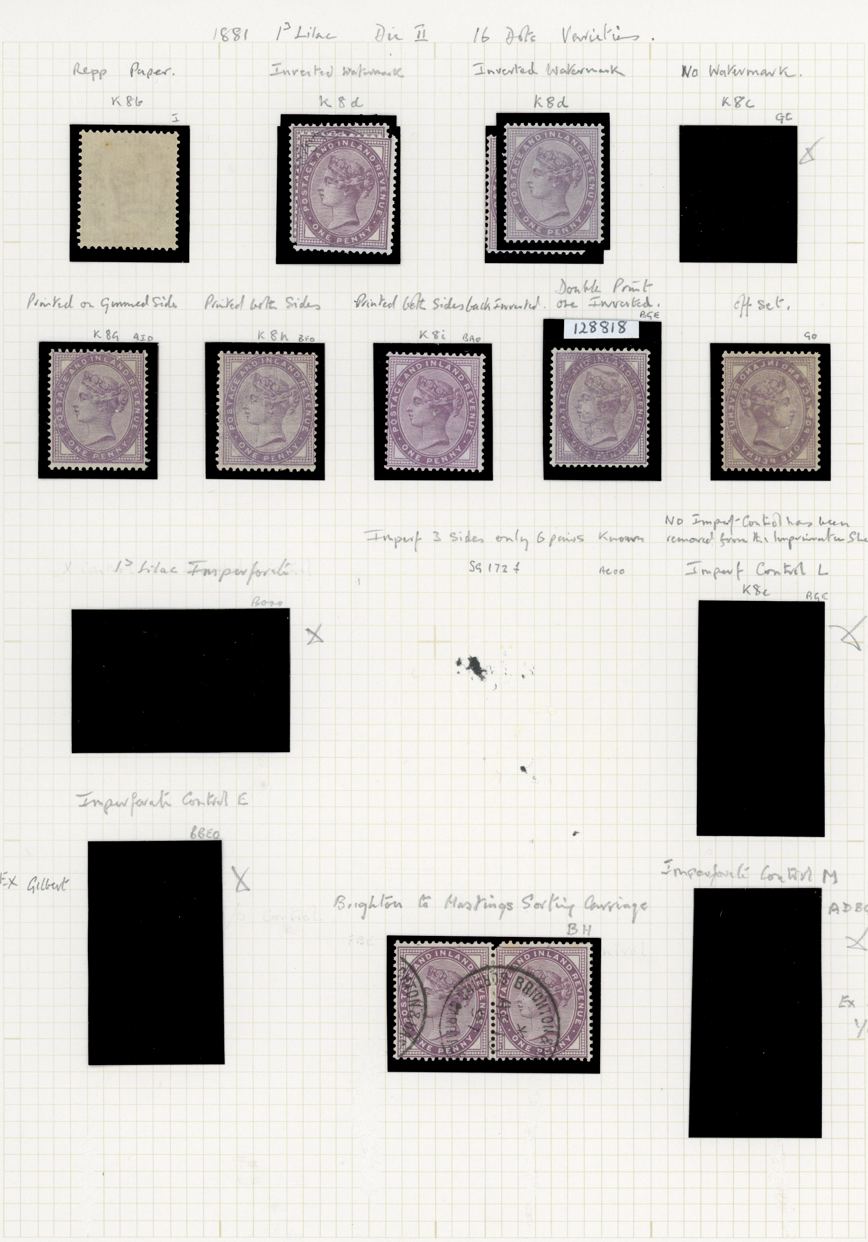 1881 1d Lilac (SG172-4, Die II, 16 dots). A fine collection of unused, used and covers