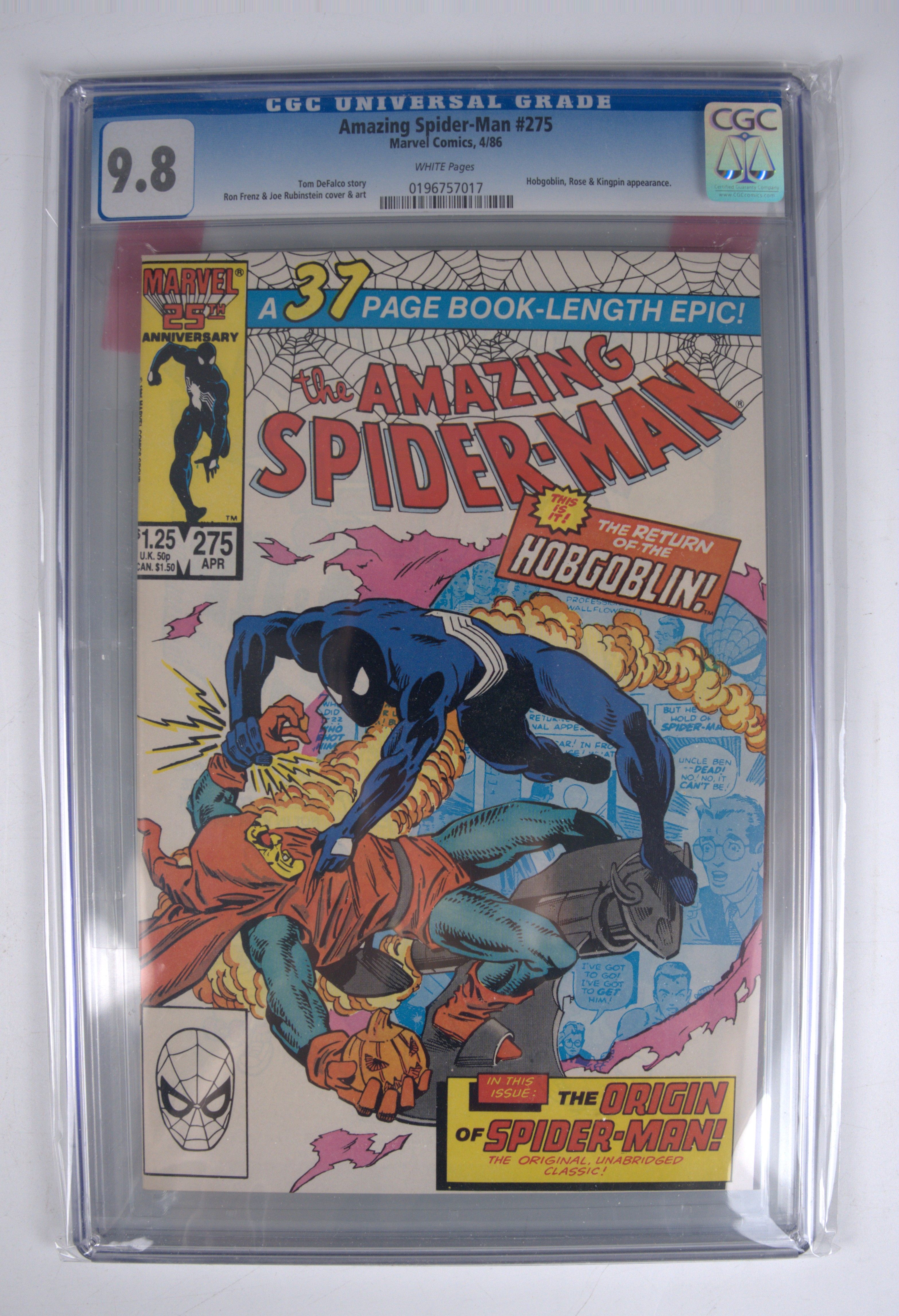 Amazing Spider-Man #275 CGC 9.8 Parker Considers Giving Up Spider-Man but Hobgoblin Returns (Marvel Comics, 1986) White Pages