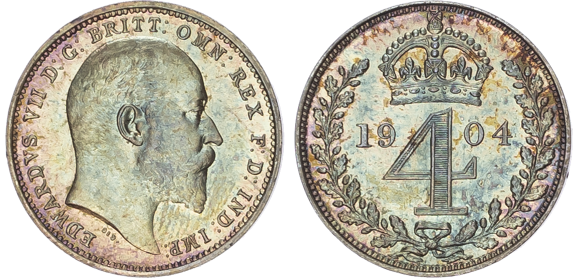 Edward VII (1901-1910) Maundy Set, 1904, Fourpence, Threepence, Twopence, Penny.