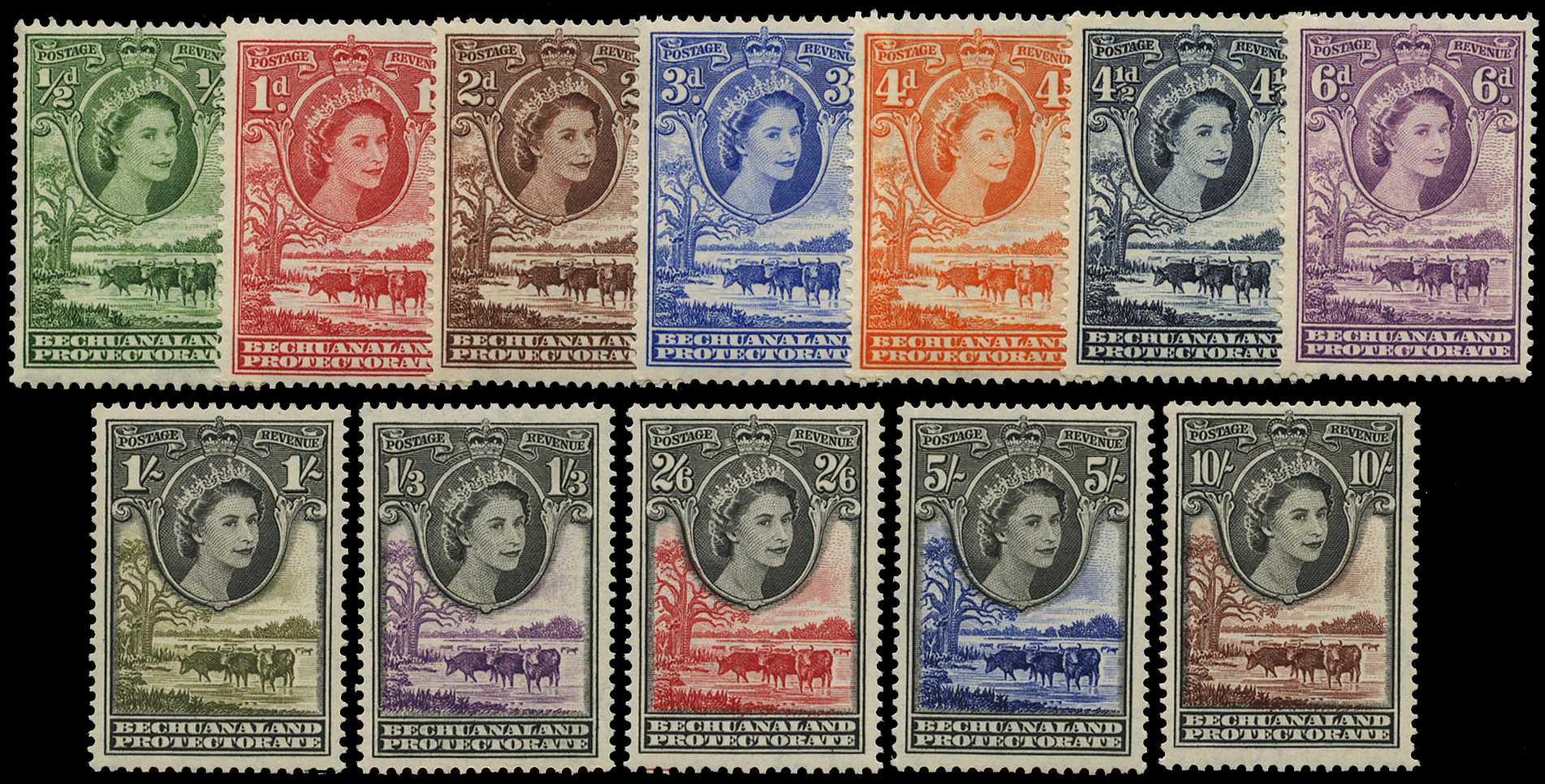 1955-8 set of twelve, unmounted o.g. SG...