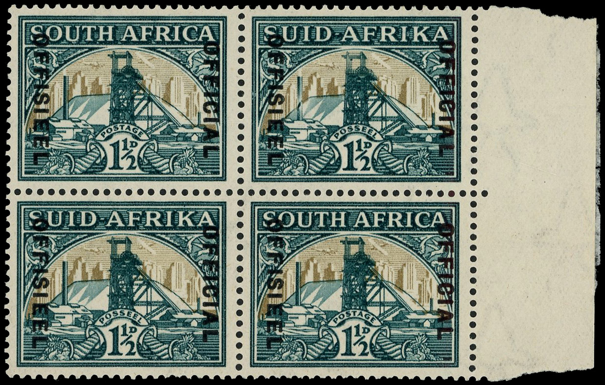 South Africa SG O22, ab block mint