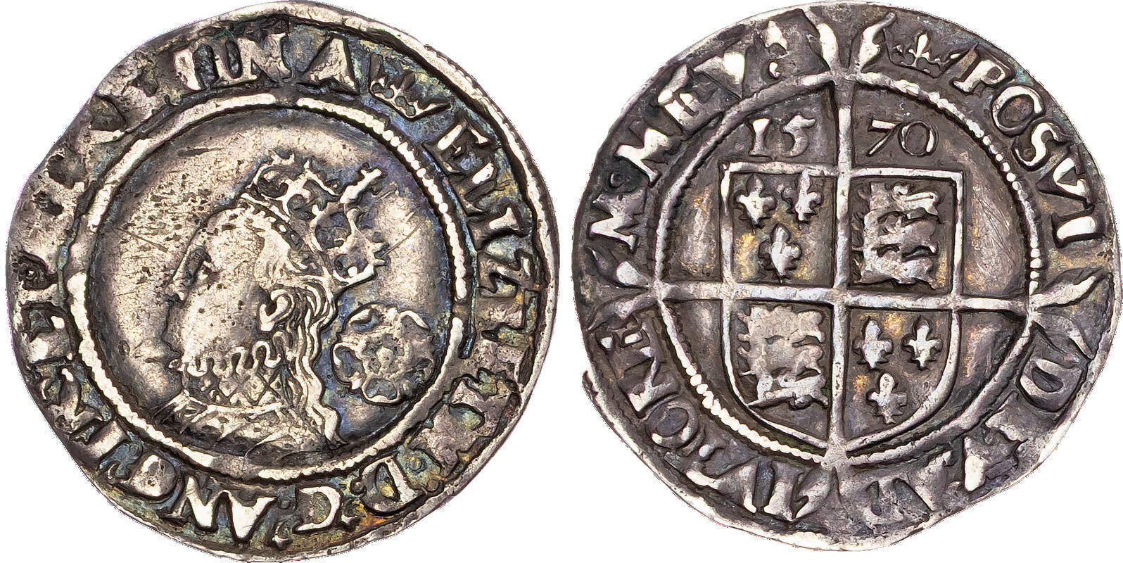 Elizabeth I (1558-1603), AR Sixpence, Third & Fourth issue, Tower Mint, mm: Coronet, 1570, intermediate bust 4B.