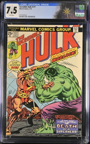 Incredible Hulk #177 CGC 7.5 Warlock and Man-Beast appearance (Marvel Comics, 1974) White pages