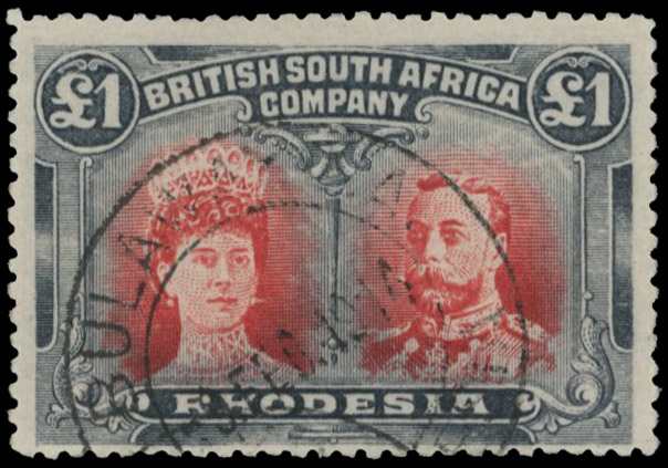 £1 carmine-vermilion and grey-black RSC A, position 36 commercially used