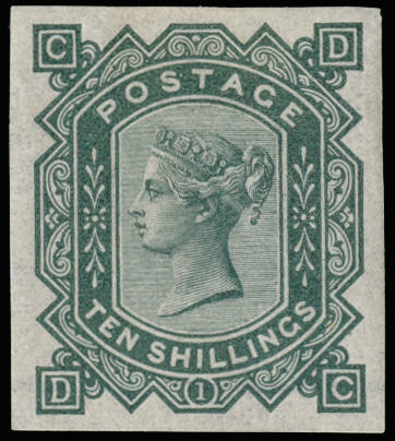 GB SG 128 1878 10s greenish grey imprimatur
