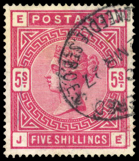 1883 5s Rose (Wmk. Anchor, white paper). partial double print