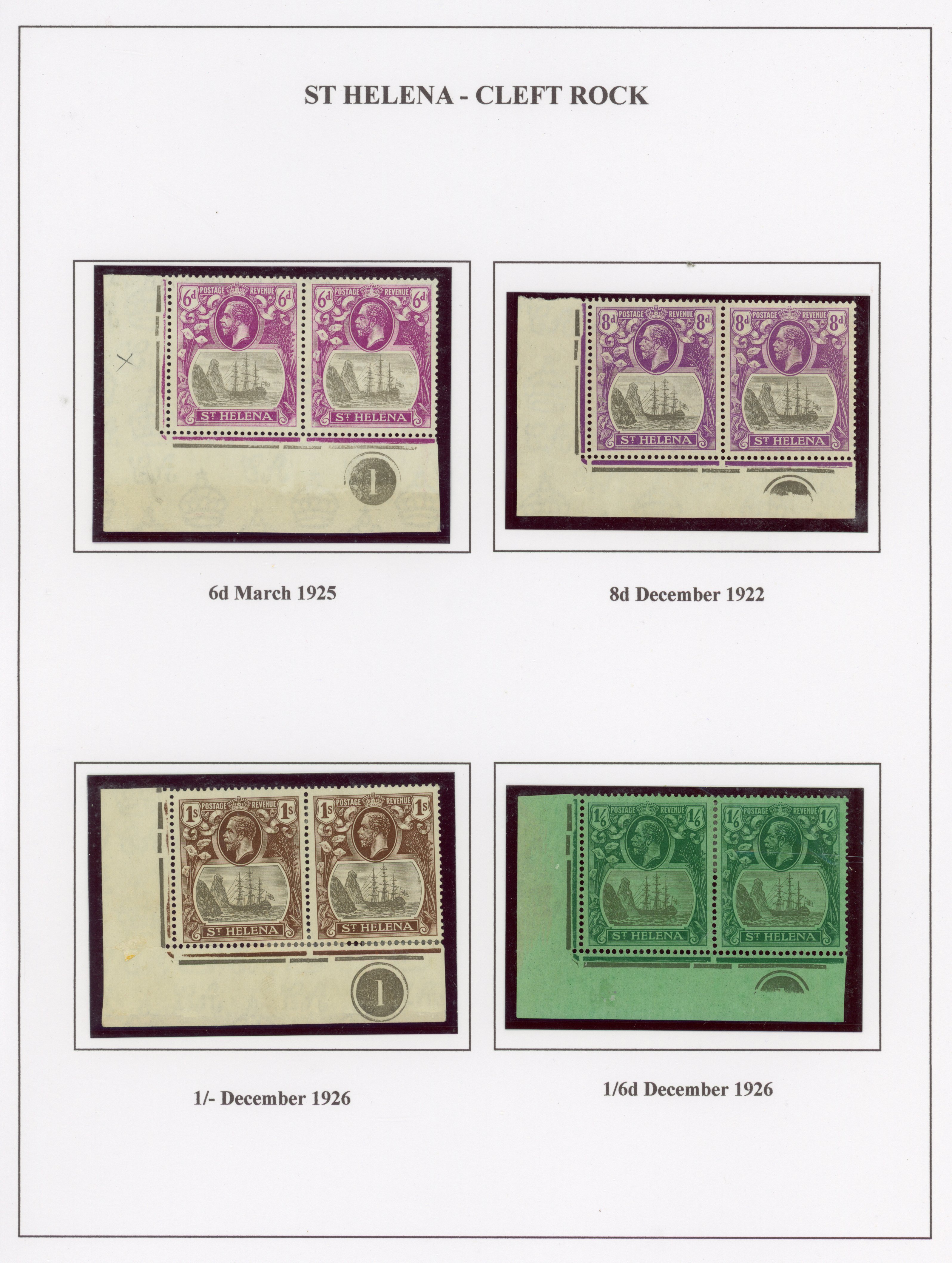 St Helena SG 104c-107c Plate pairs mint