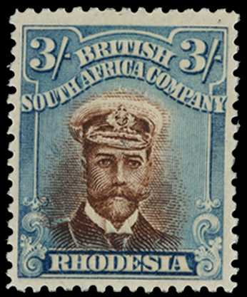 1913-7 3/- Head Die II, perf 14. Unmounted...