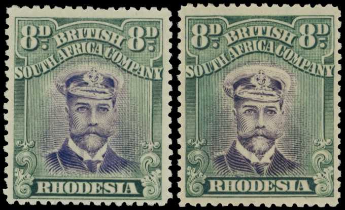 1913-7 8d Head Die II, perf 15. Two fine...
