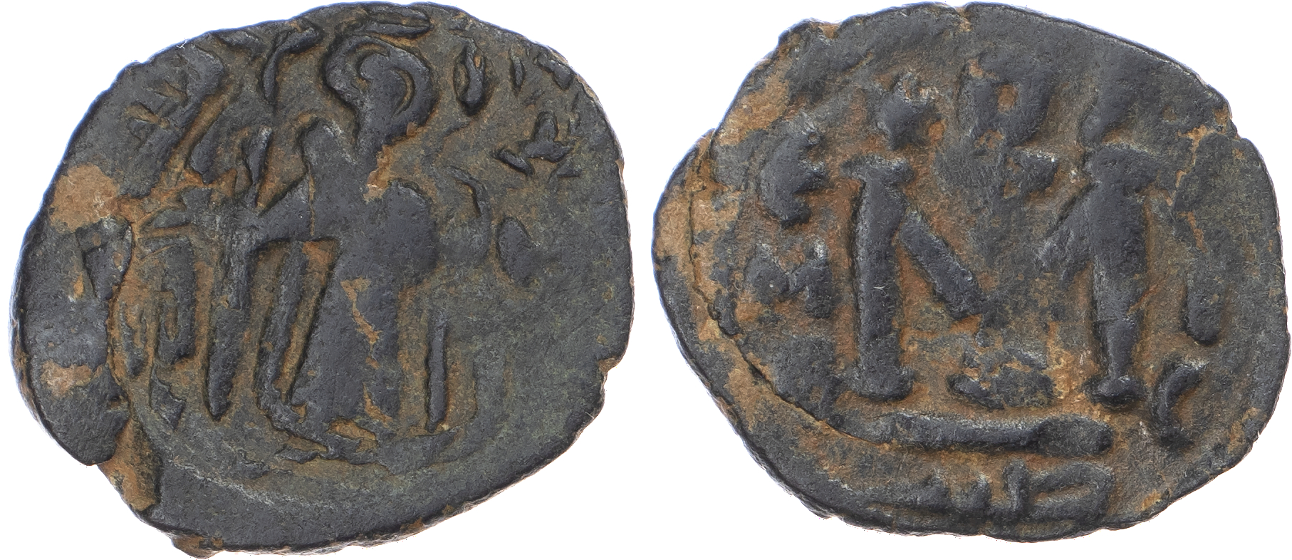 Arab-Byzantine, temp. Mu’awiya I ibn Abi Sufyan (AH 41‑60 / AD 661‑680 AD), bronze Fals, Hims