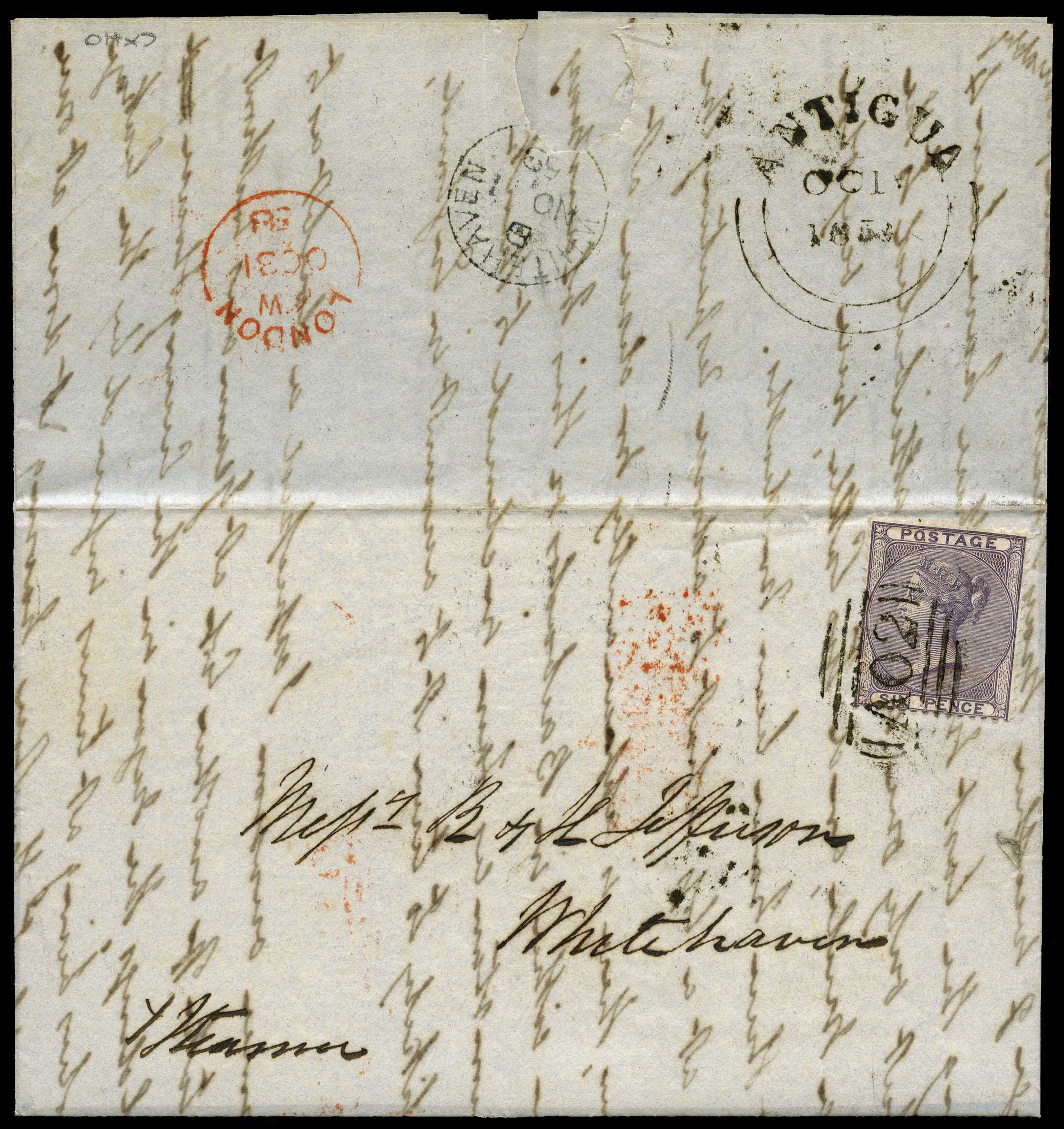 GB USED ABROAD: 1859 6d lilac on letter...