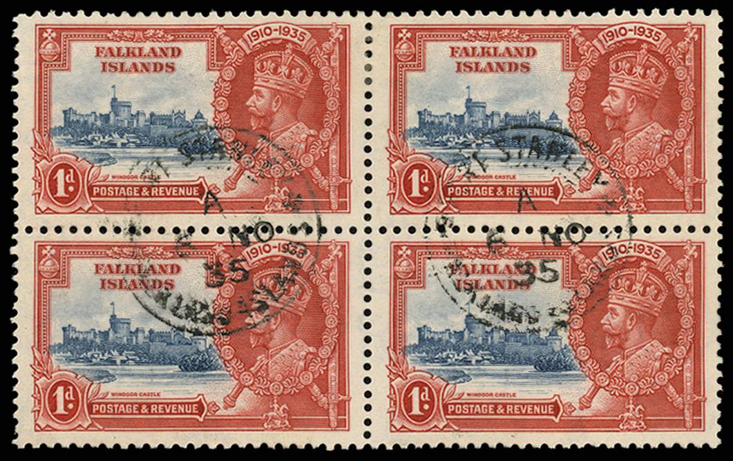 FALKLAND ISLANDS SG 139/e 1935 SJ 1d DOUBLE FLAGSTAFF B4 USE