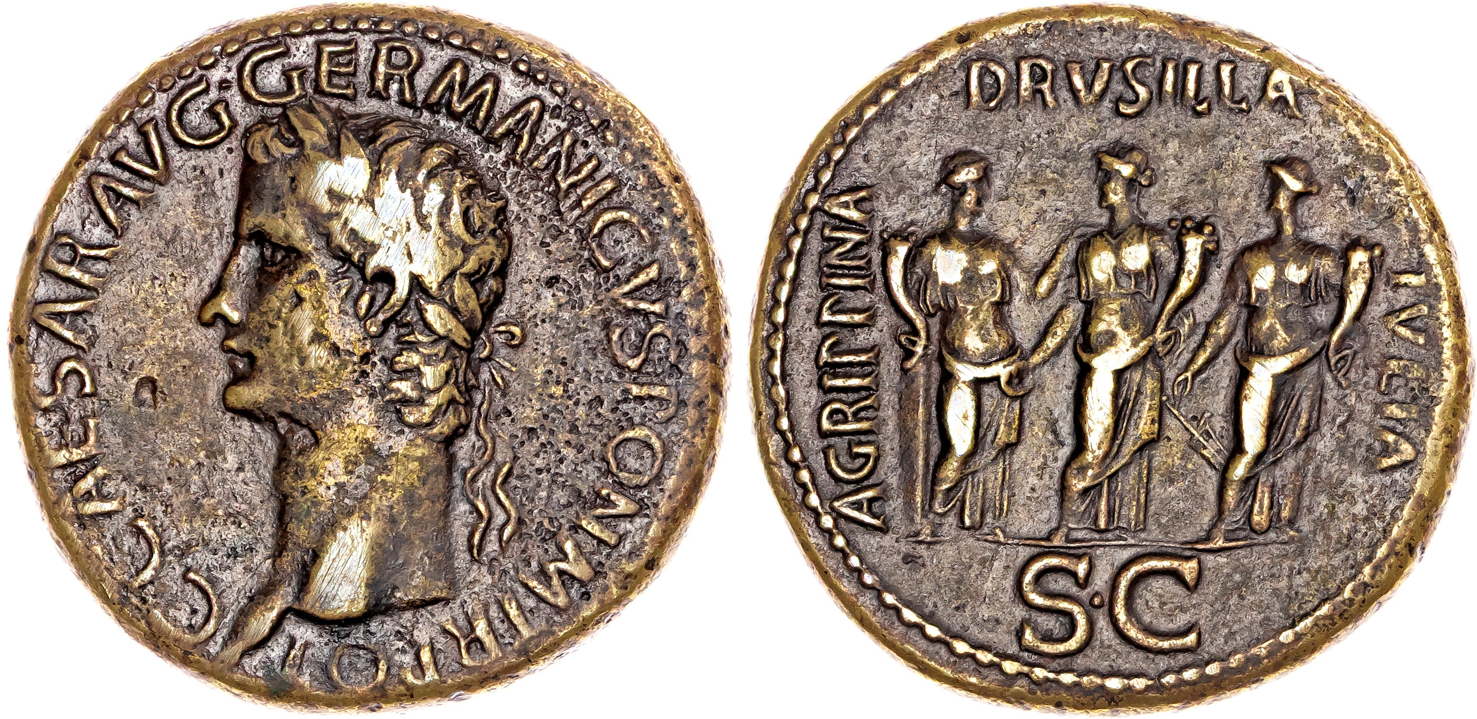 Caligula (AD 37-41) AE Sestertius, Lugdunum, AD 37-38.