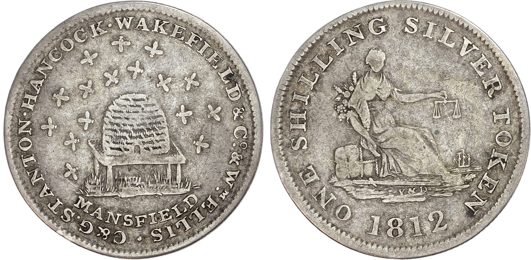 Nottinghamshire, Mansfield. C. & G. Stanton et al, silver shillings, 1812 (2). 