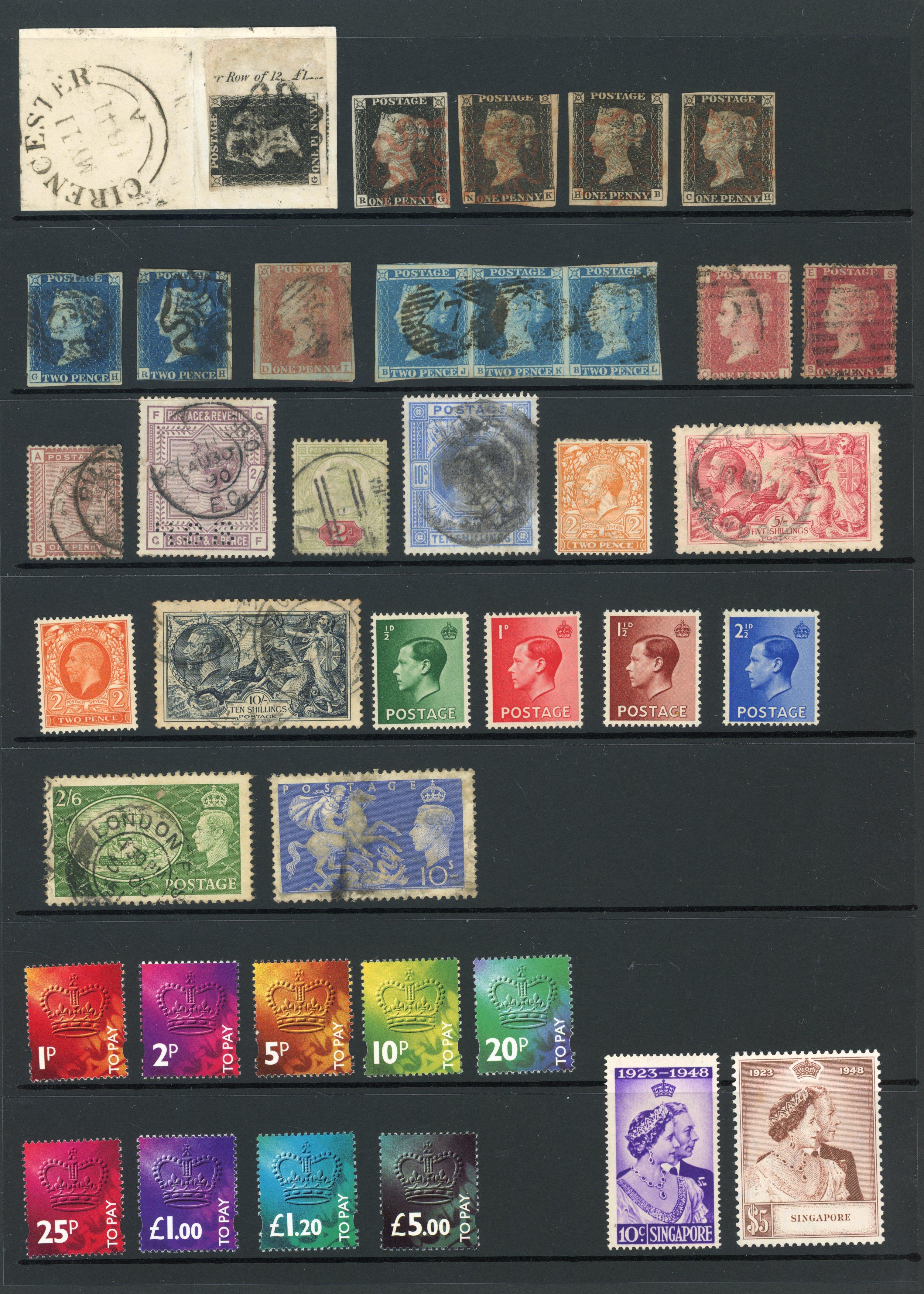 GB 1840-1982 unusual mostly used range on a Hagner sheet
