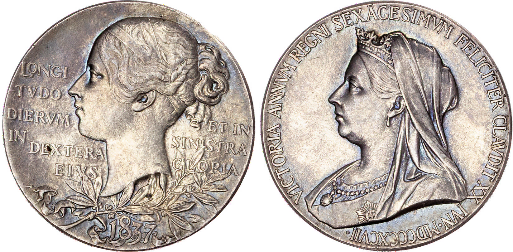 Group of milled coins and one medal from the later reign of Victoria (1837-1901) [10]. 