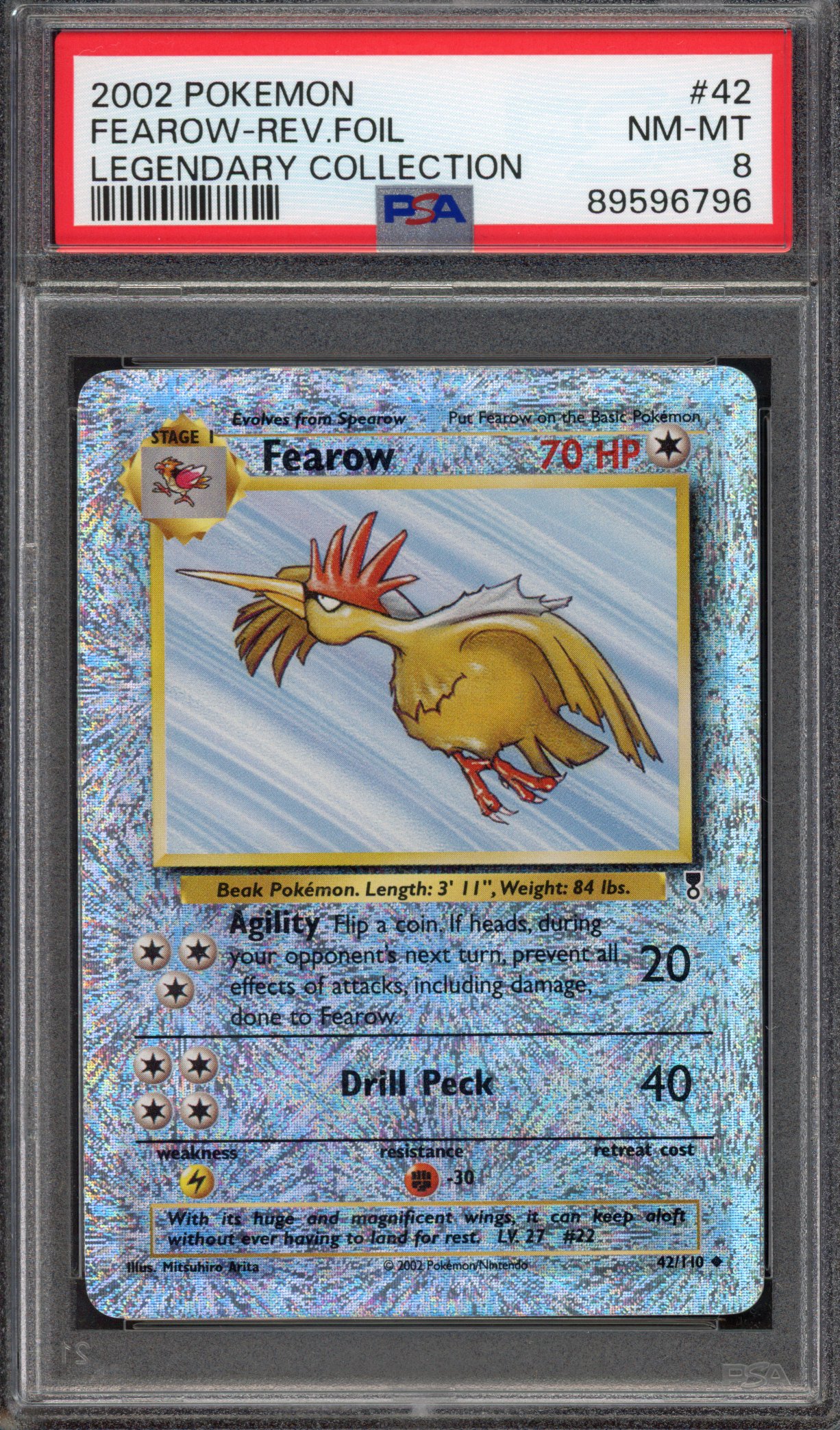 Pokémon TCG PSA 8 Fearow 42 Reverse Foil, Legendary Collection 