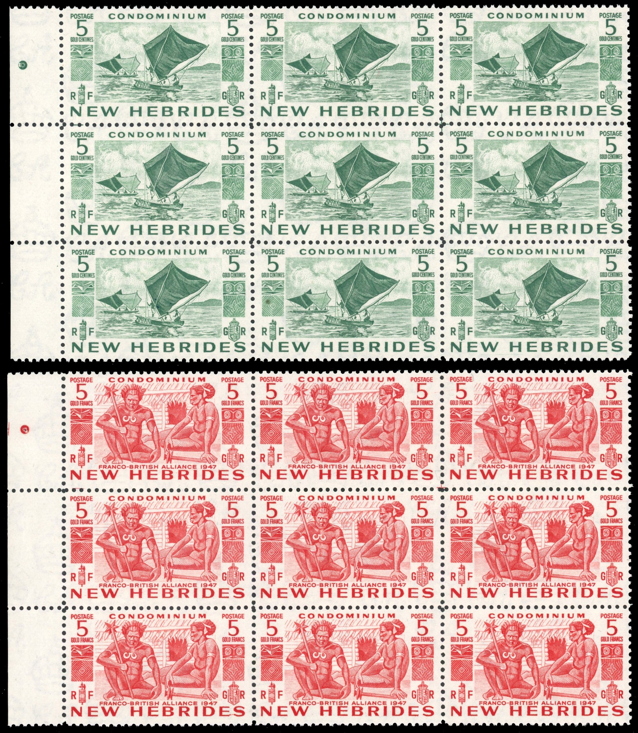 New Hebrides SG 68-78 blocks mint
