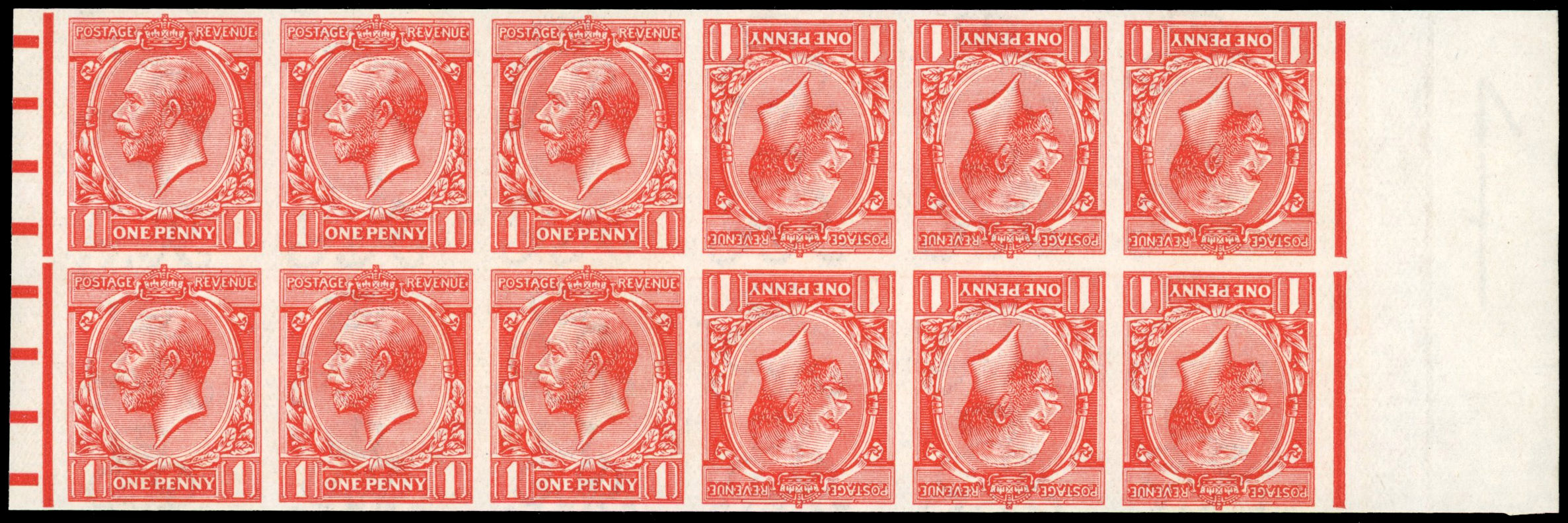 Great Britain 1912 1d Scarlet, Tête-bêche Pair, BPMA Imprimatur, SG 357
