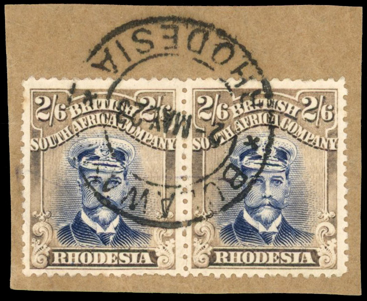 Rhodesia 2/6d SG 302 pair Bulawayo CDS