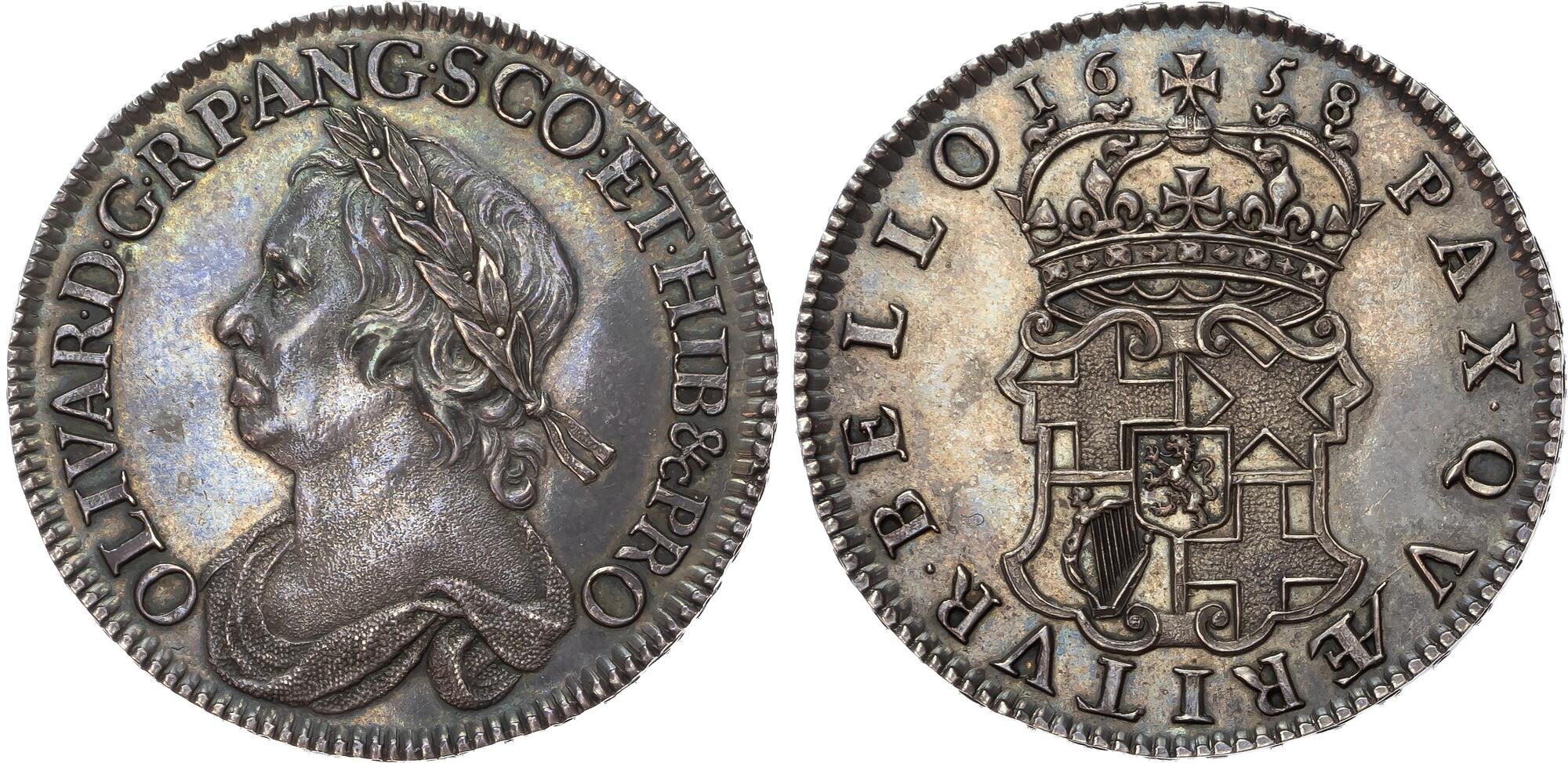 Oliver Cromwell, AR Halfcrown, 1658. PCGS MS64 - Finest Graded