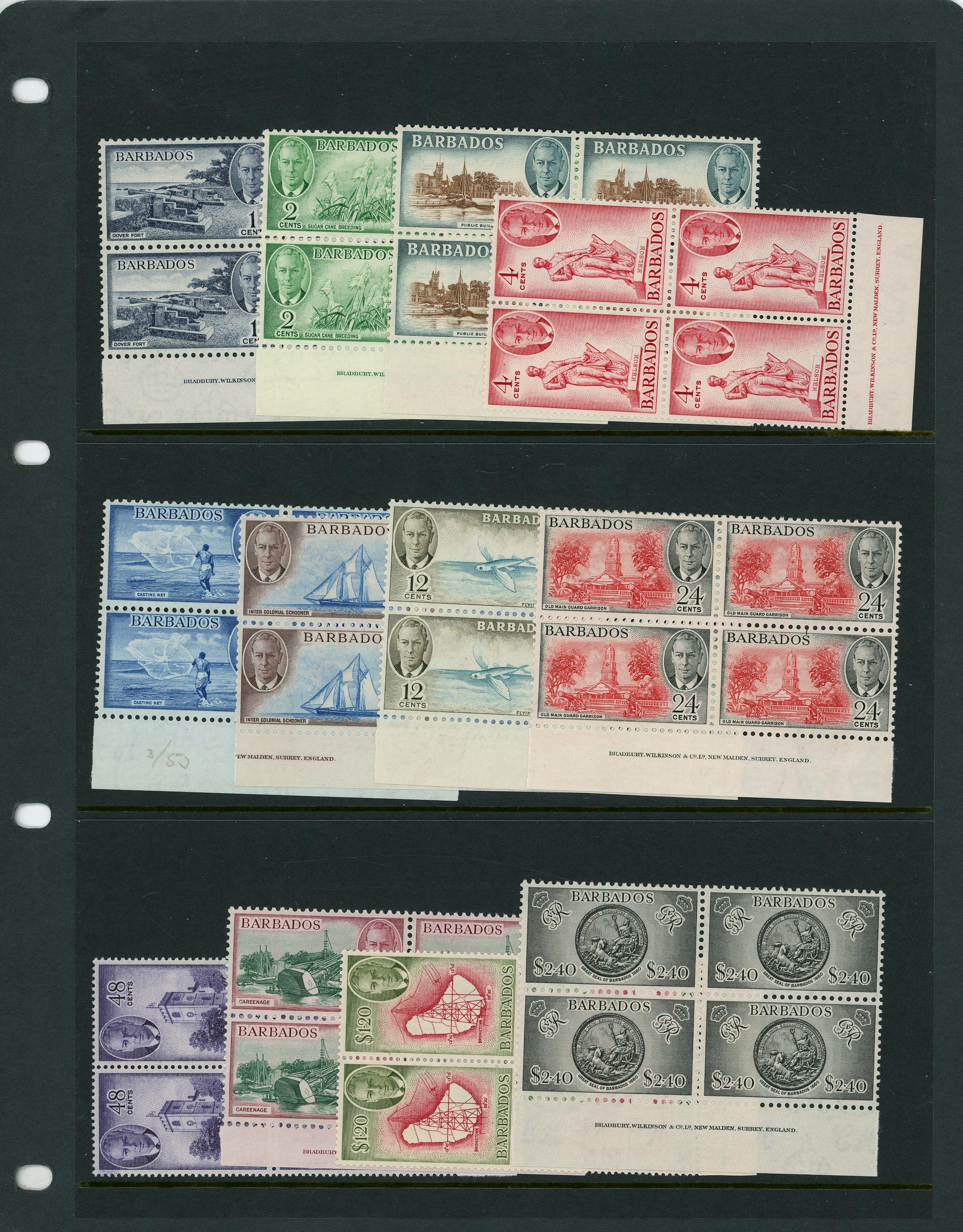 Barbados SG 271-282 imprint blocks mint